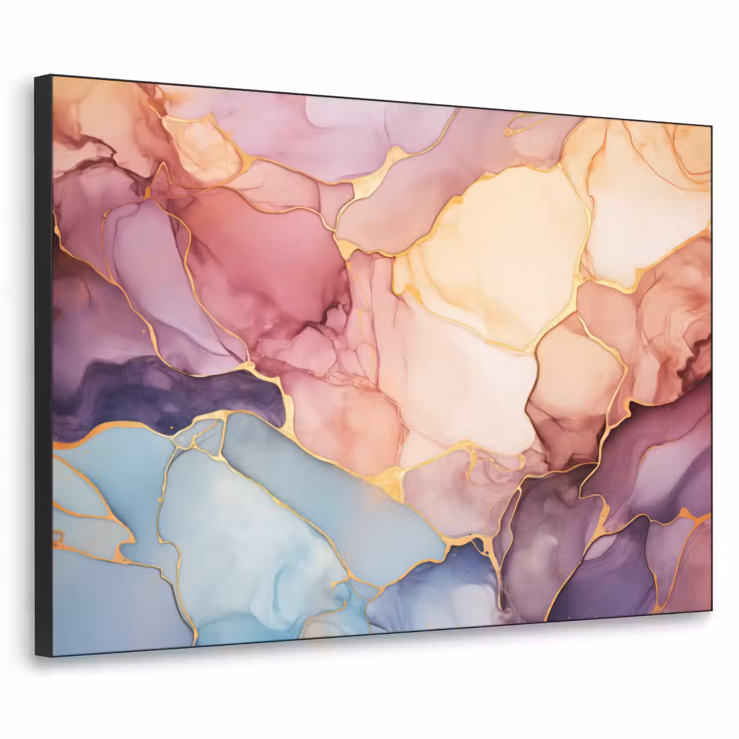 Marmer - Kleurrijk Textielframe zwart klein -3d