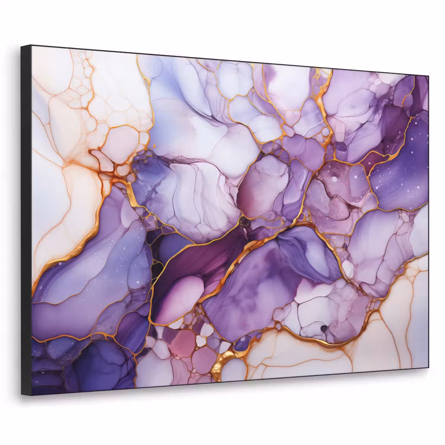 Marmer - Paars - Lila - Goud Textielframe zwart klein -3d