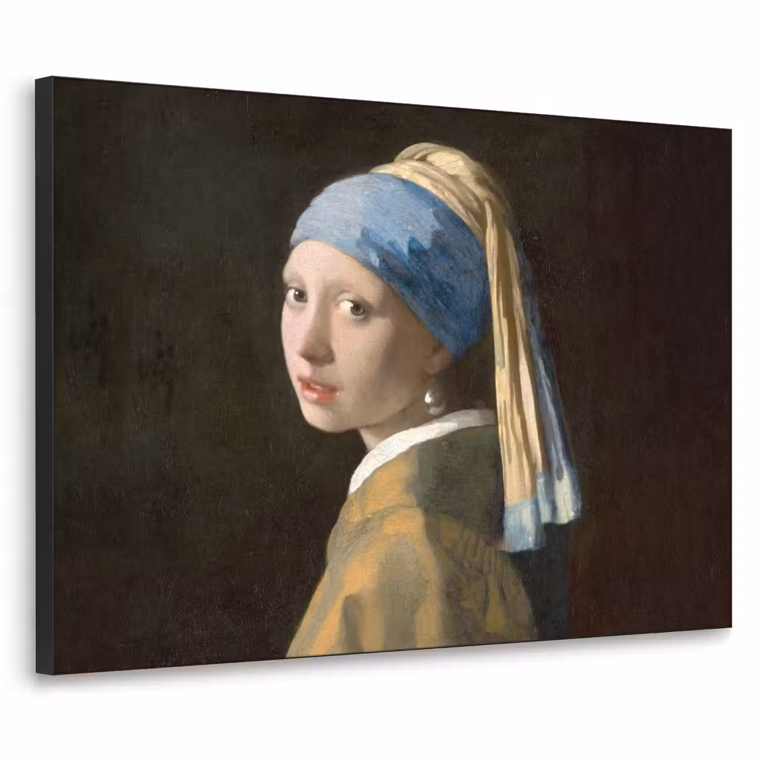 Meisje met de parel - Schilderij - Oude meesters - Vermeer Textielframe zwart klein -3d