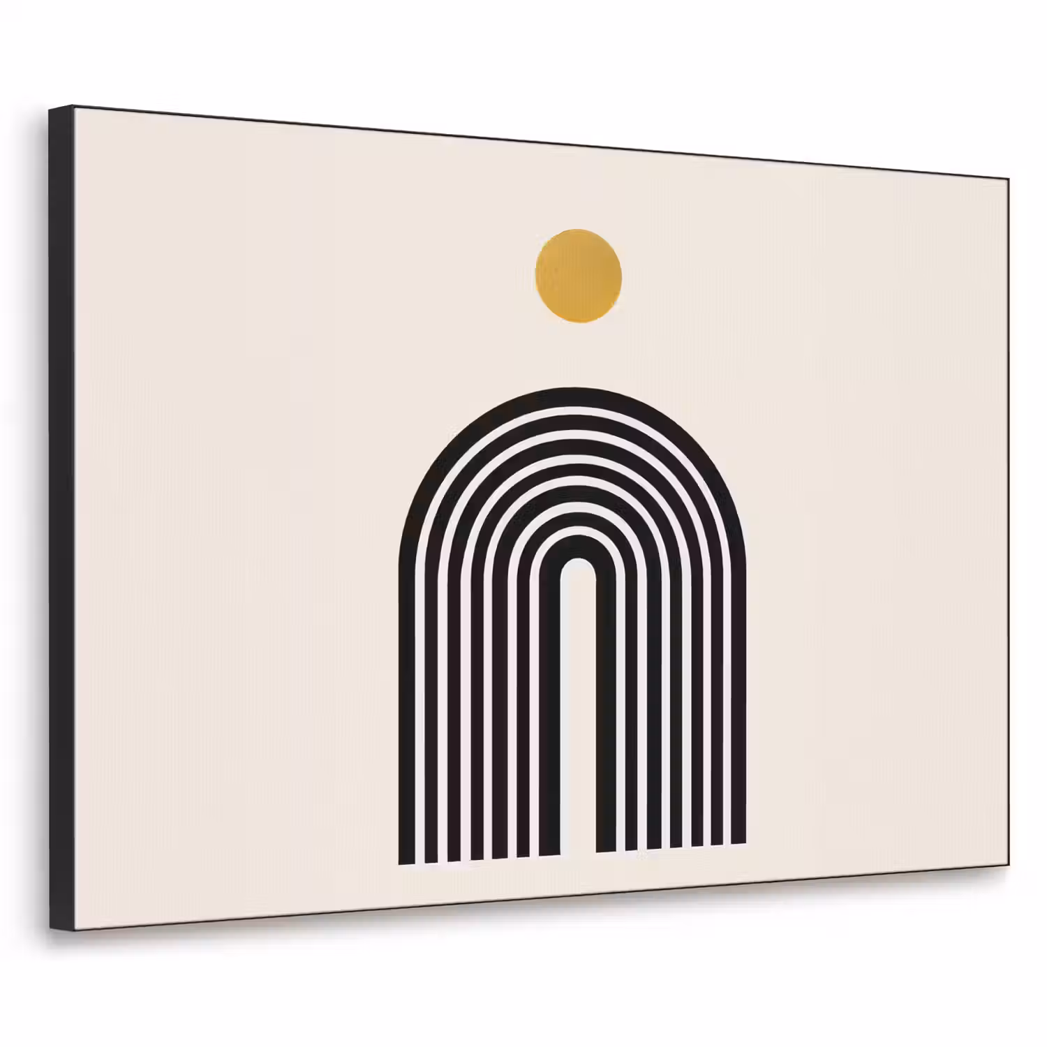 Minimalistisch - Zwarte boog - Gouden cirkel Textielframe - compleet frame klein -3d