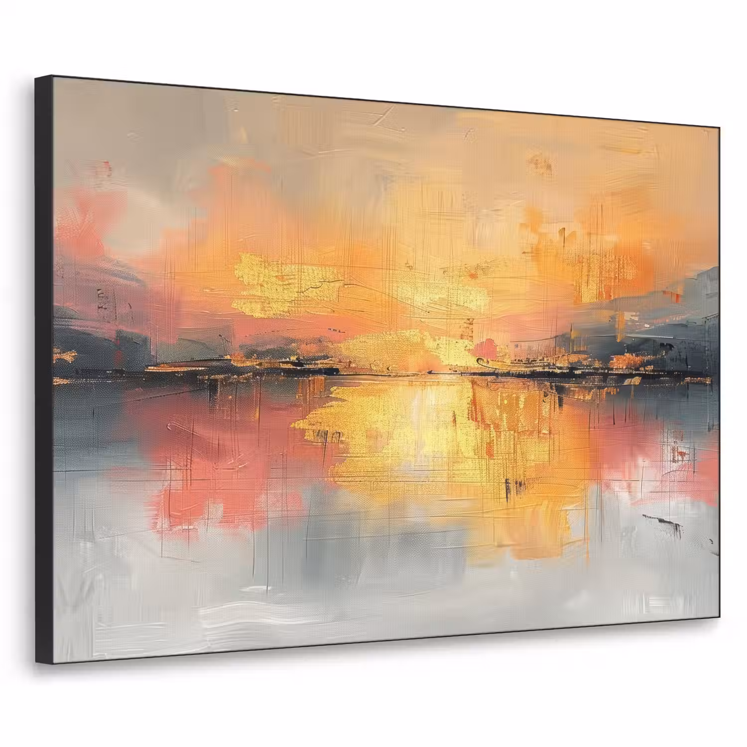 Modern - Abstract - Goud - Roze Textielframe - compleet frame klein -3d