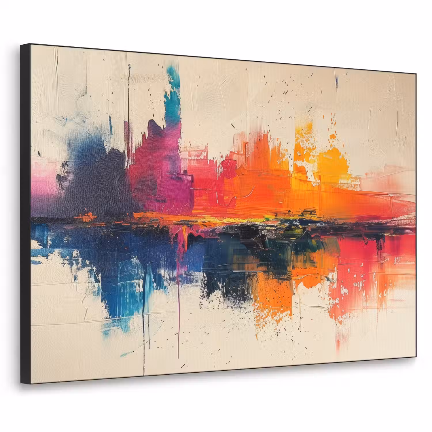 Modern - Verf - Kunst - Kleurrijk Textielframe - compleet frame klein -3d