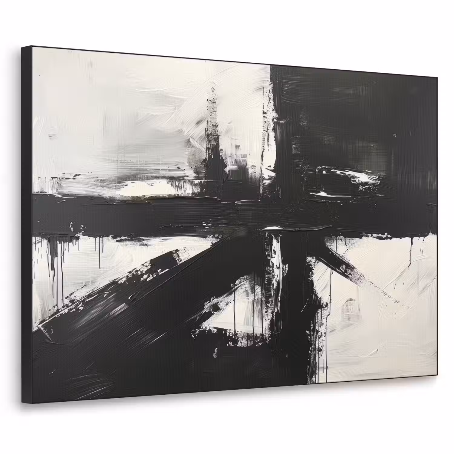 Modern - Zwart wit - Abstract - Kunst Textielframe - compleet frame klein -3d