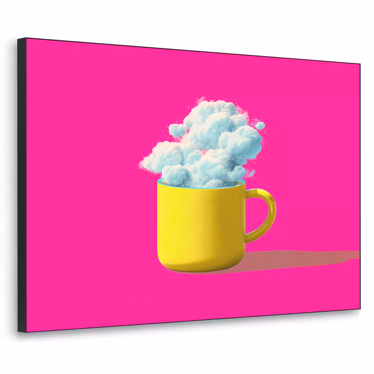 Mok - Wolken - Roze - Minimalitisch Textielframe - compleet frame klein -3d