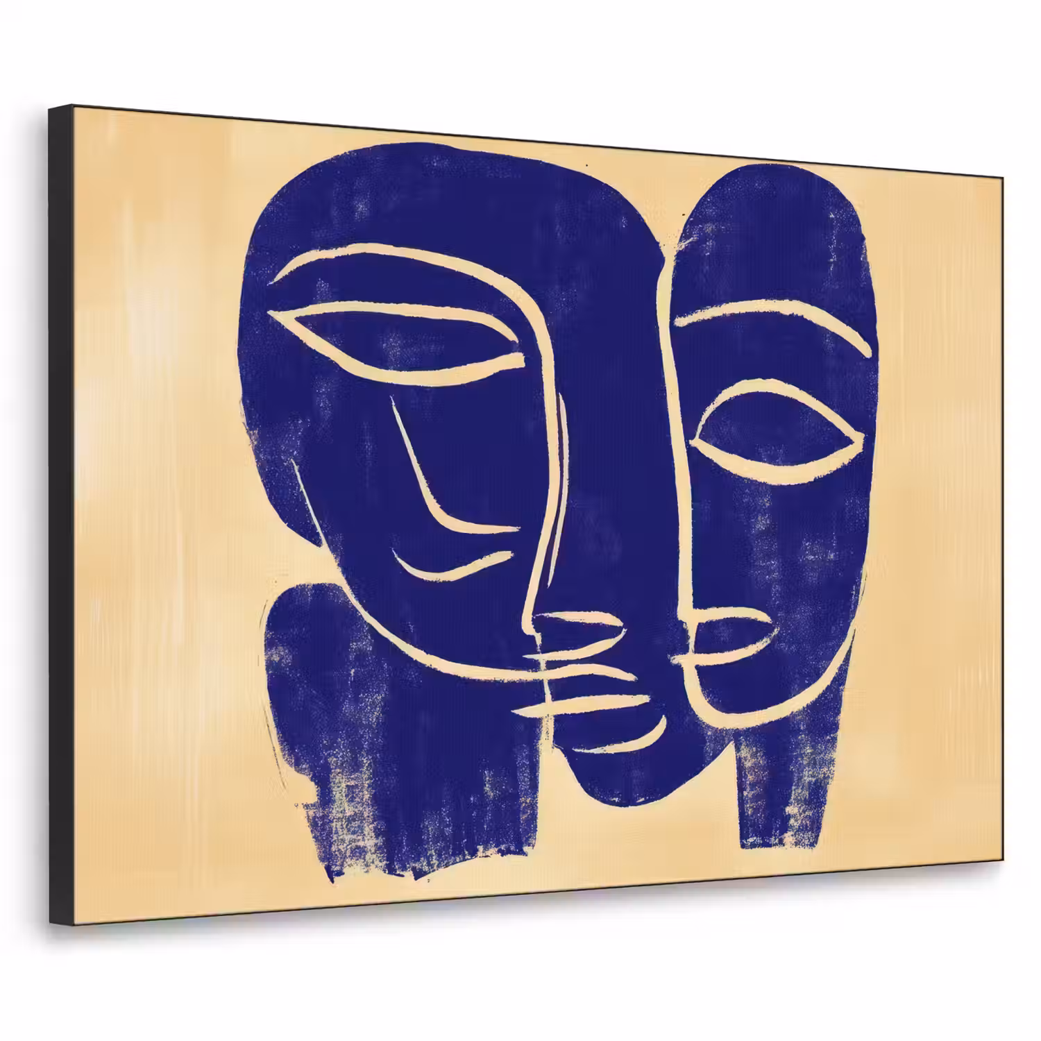 Okergeel - Blauw - Eenvoudige lijnen Textielframe - compleet frame klein -3d
