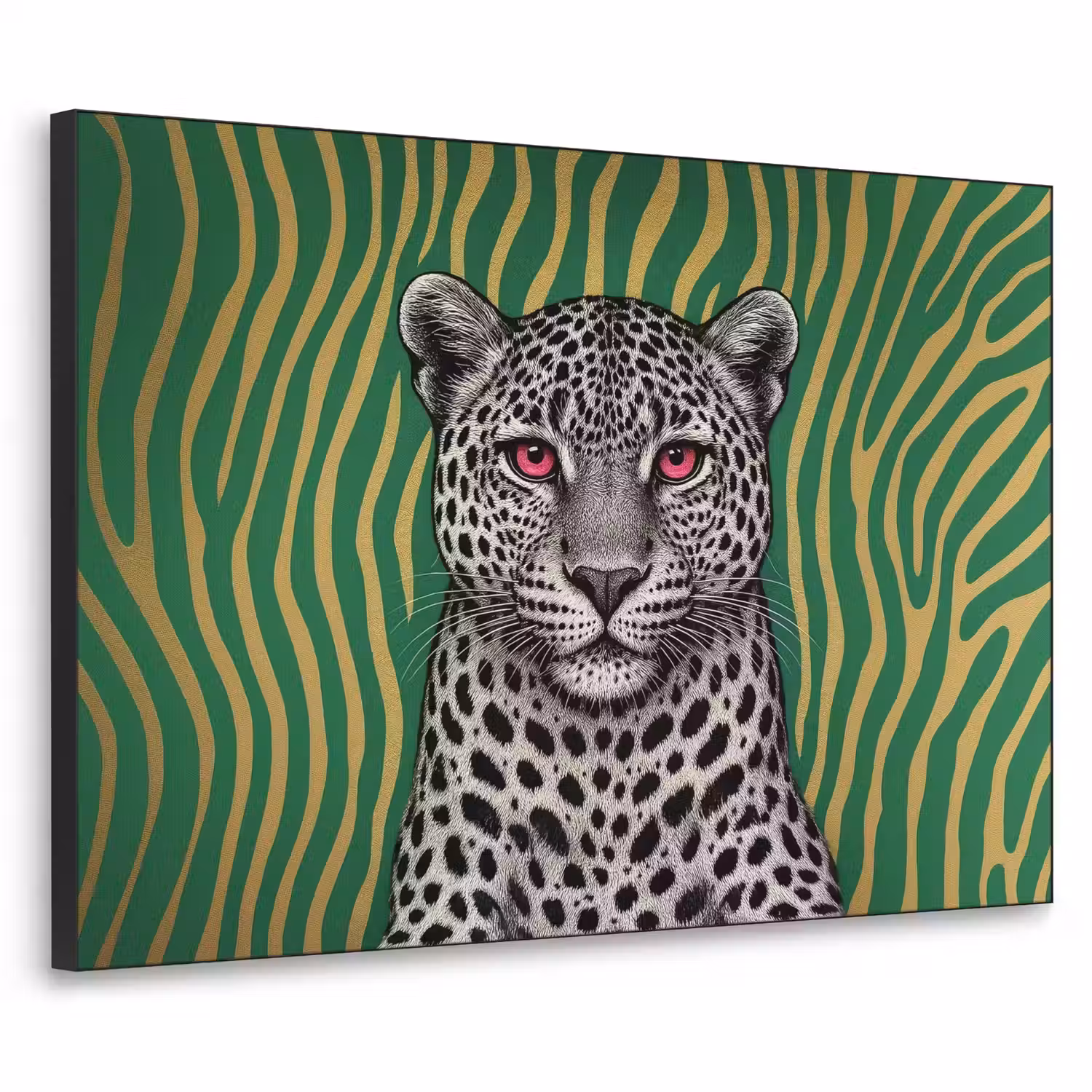 Panter - Zebrapatroon - Groen Textielframe - compleet frame klein -3d