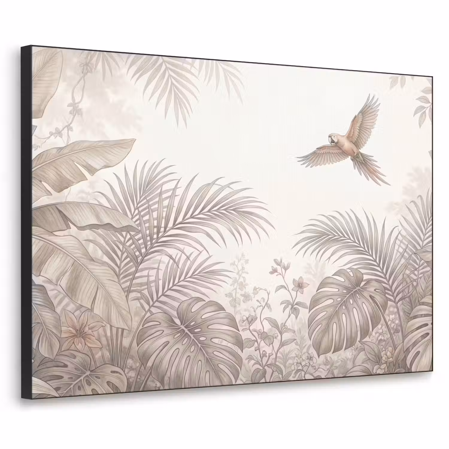 Papagaai - Jungle - Tropisch Textielframe zwart klein -3d