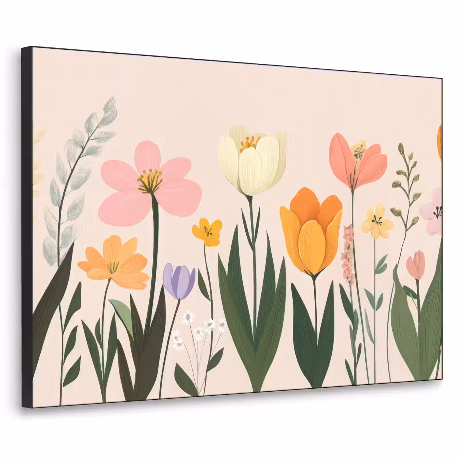 Pasteltinten - Bloemen - Illustratie Textielframe - compleet frame klein -3d