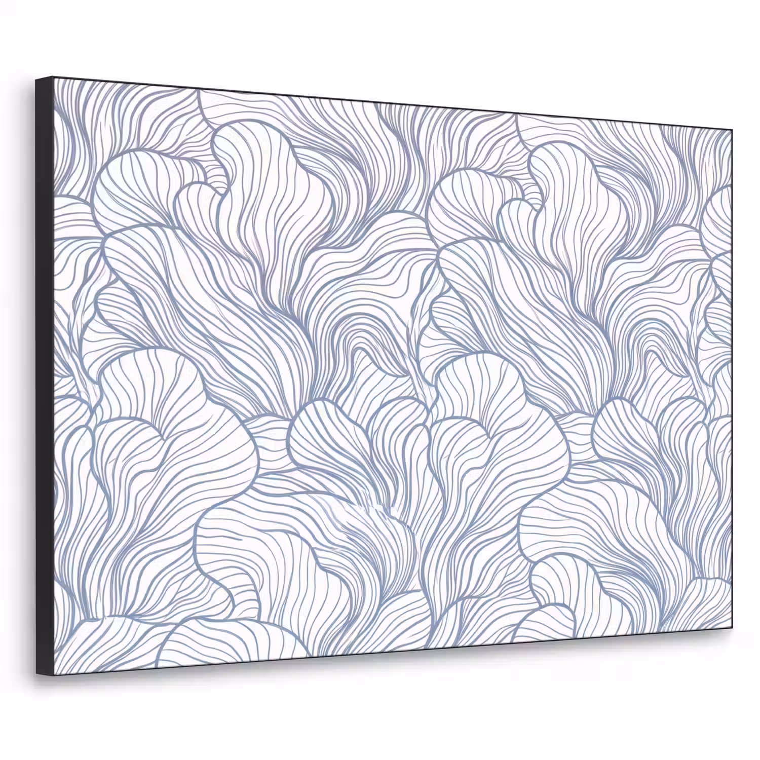Patroon - Lijnen - Organisch - Abstract - Blauw Textielframe zwart klein -3d