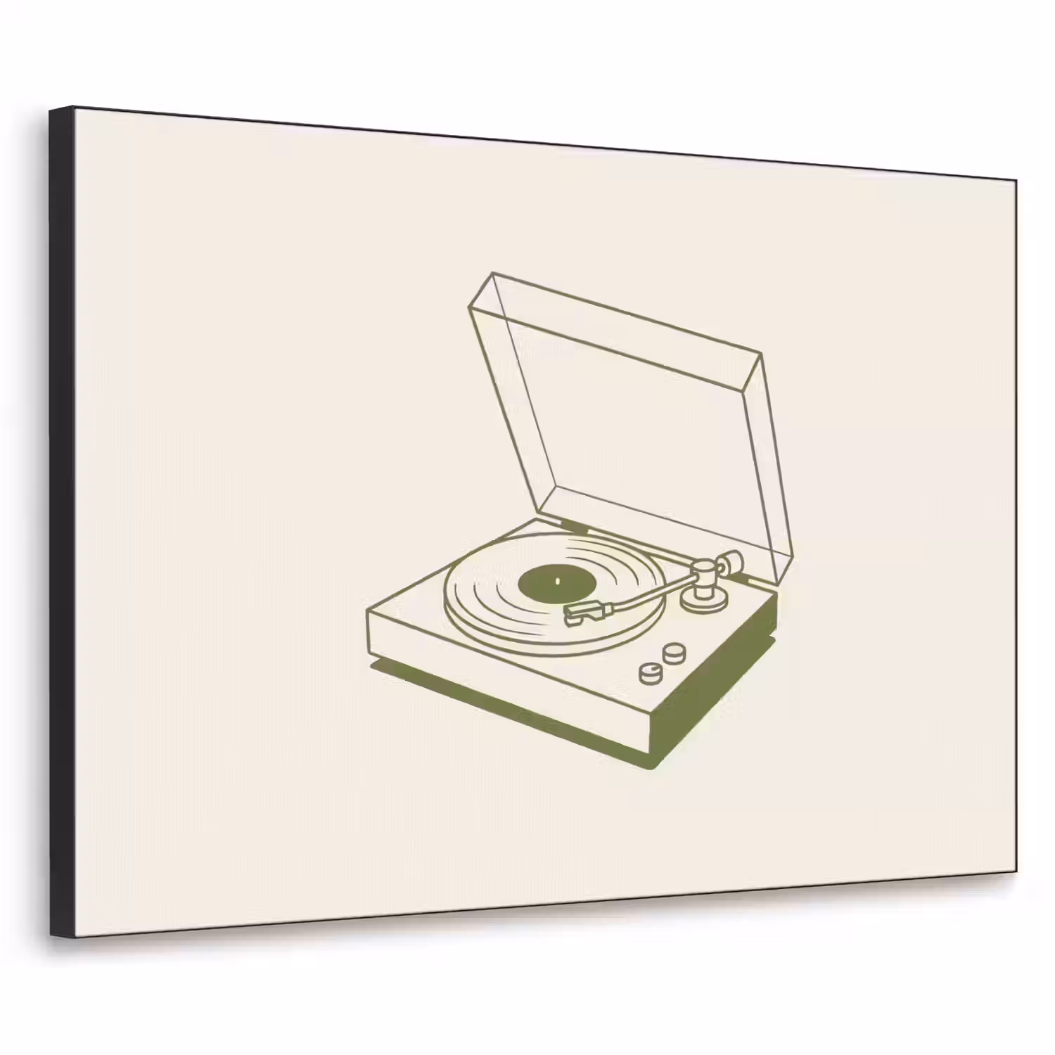 Platenspeler - Vinyl - Muziek - Minimalistisch - Groen Textielframe zwart klein -3d