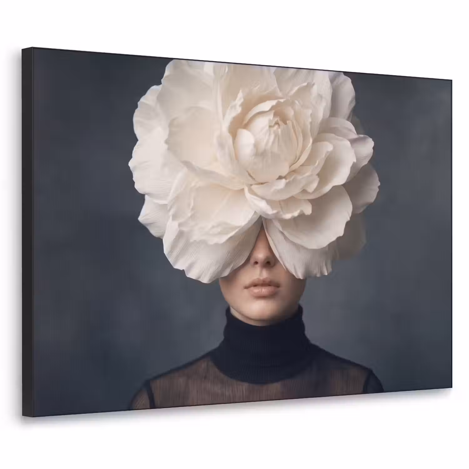 Portret - Mysterieus - Wit Textielframe zwart klein -3d