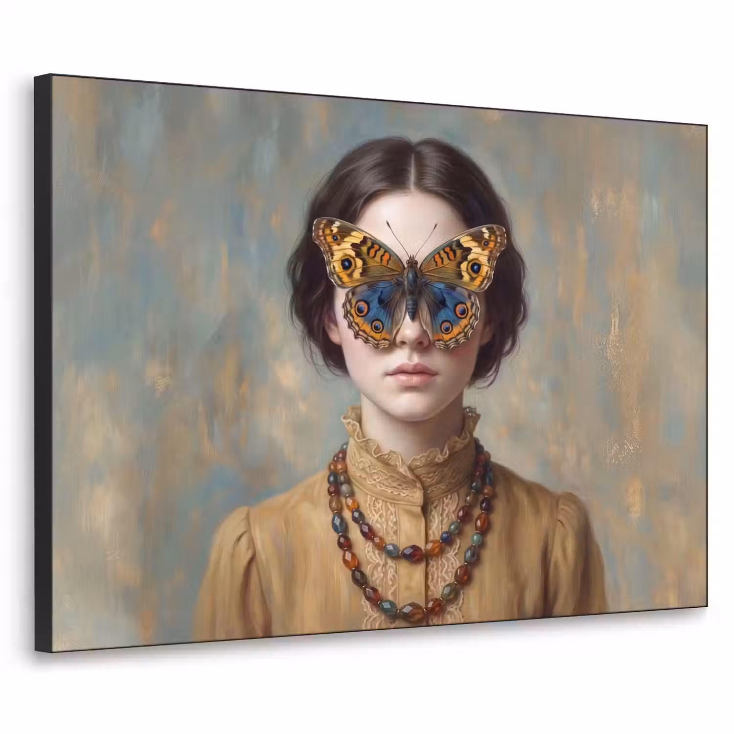Portret - Vlinder - Kleurrijk Textielframe zwart klein -3d
