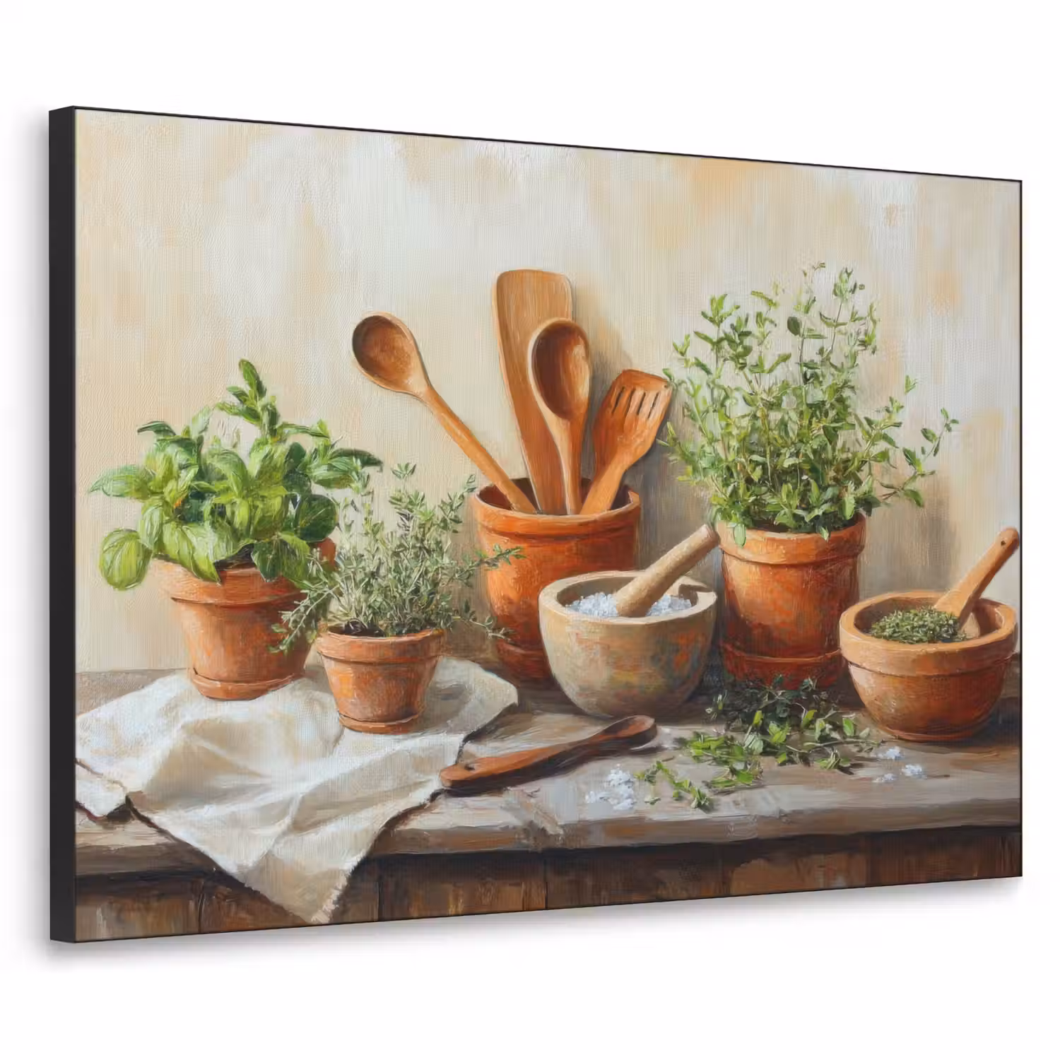Potten - Kruiden - Hout Textielframe - compleet frame klein -3d