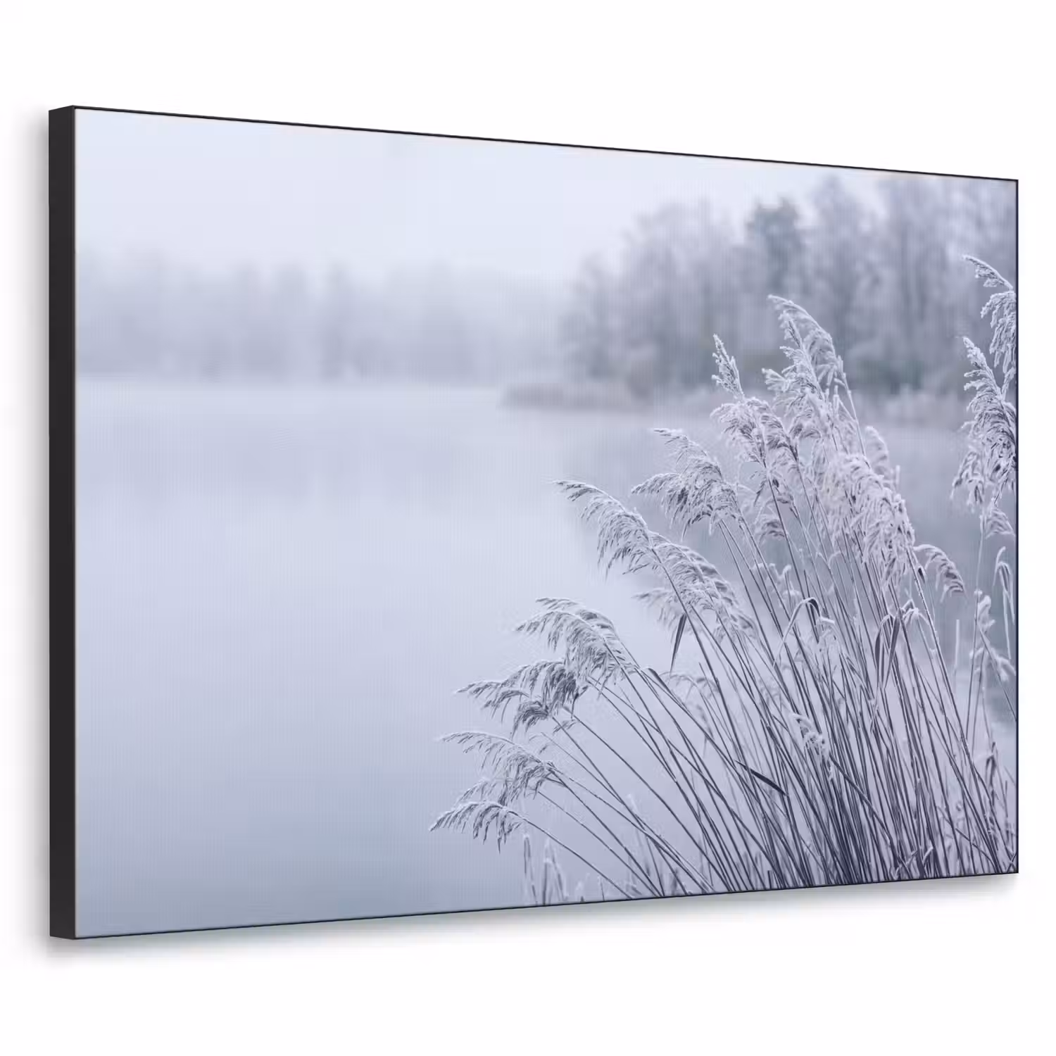 Riet - Bevroren - Winter - Natuur Textielframe zwart klein -3d