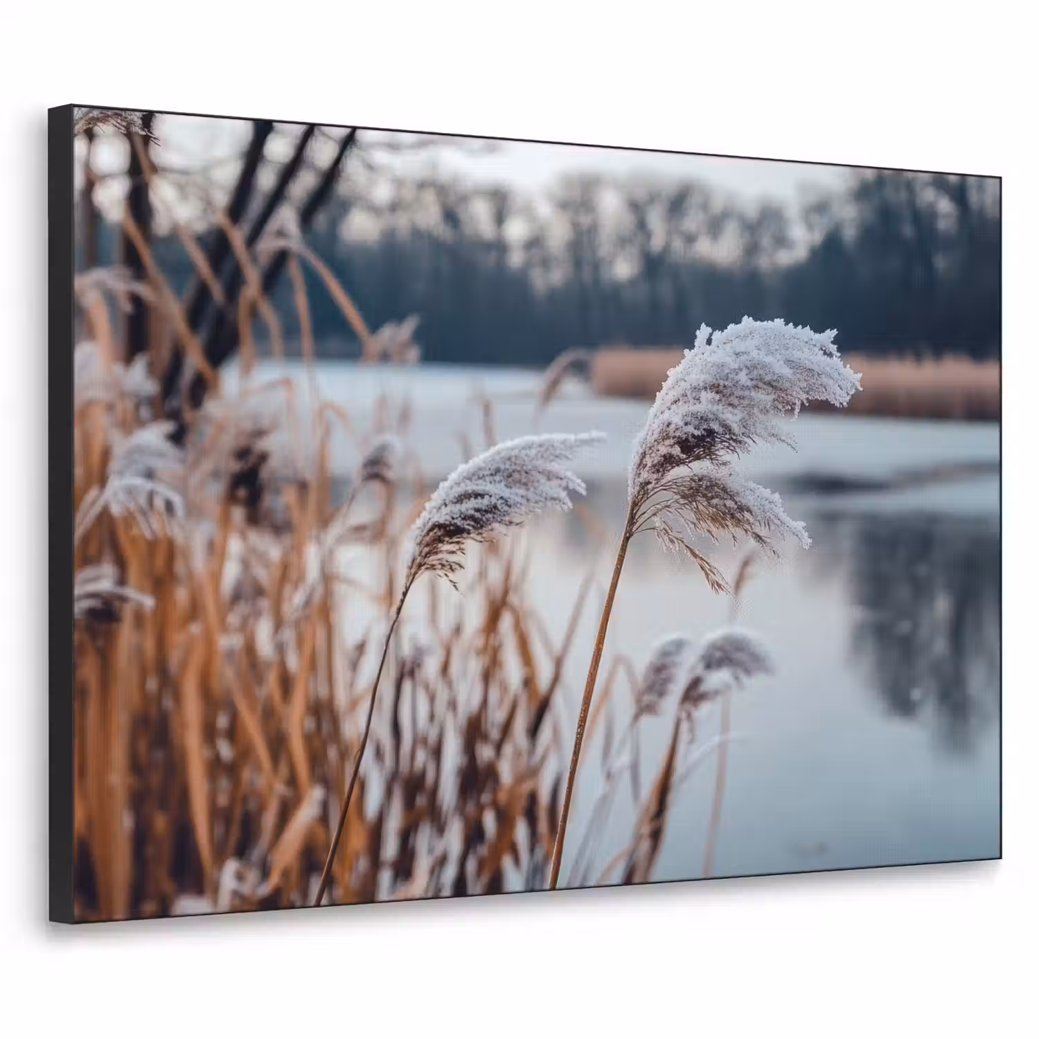 Riet - Gras - Natuur - Winter - Meer Textielframe - compleet frame klein -3d