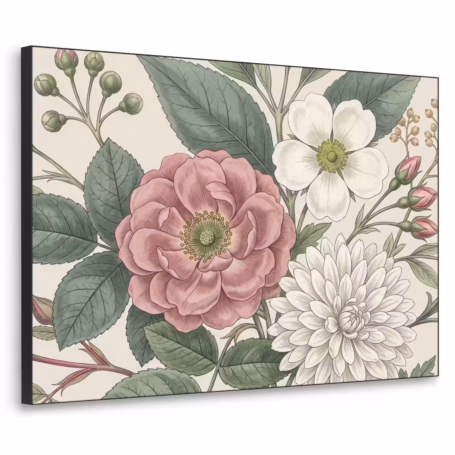 Romantisch - Design - Kleurrijk Textielframe zwart klein -3d