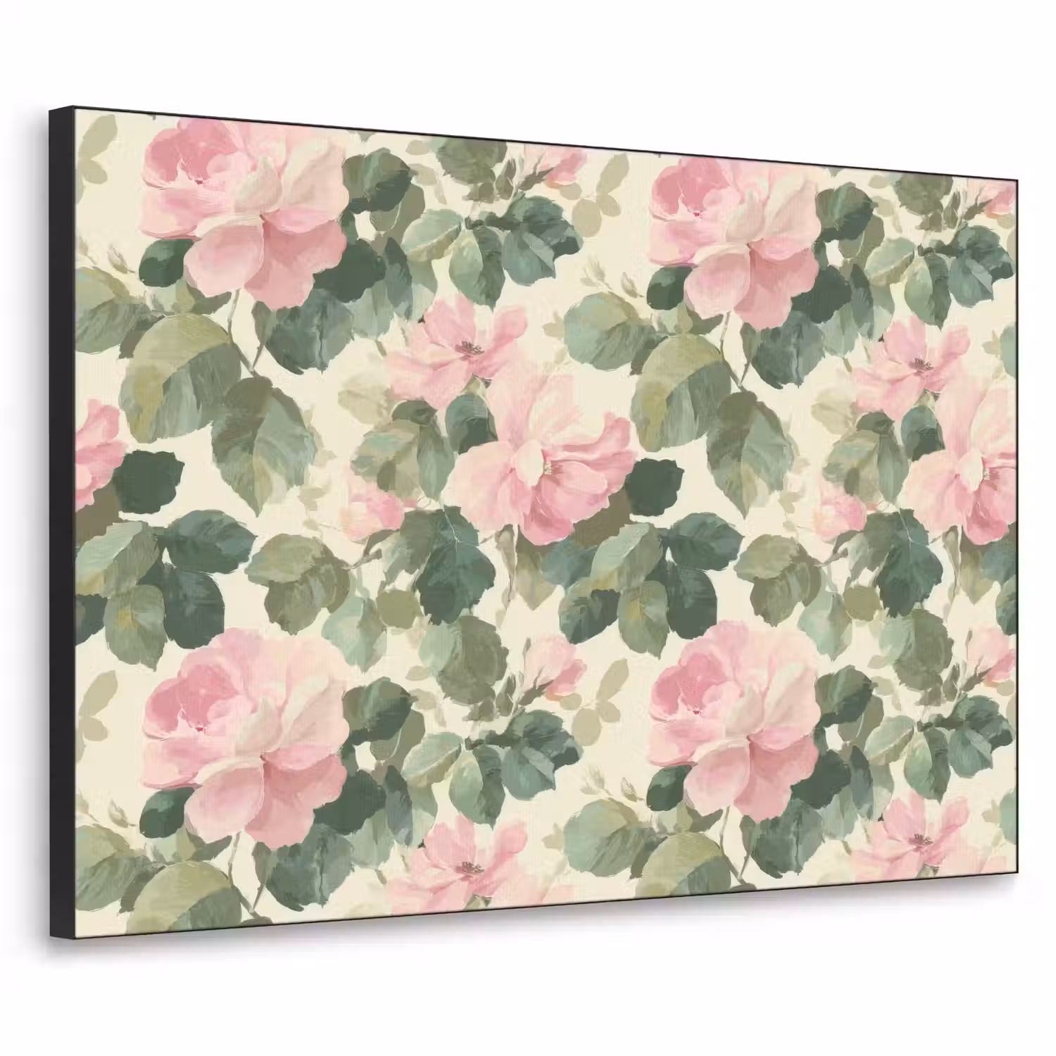 Rozen - Botanisch - Roze Textielframe zwart klein 947 -3d