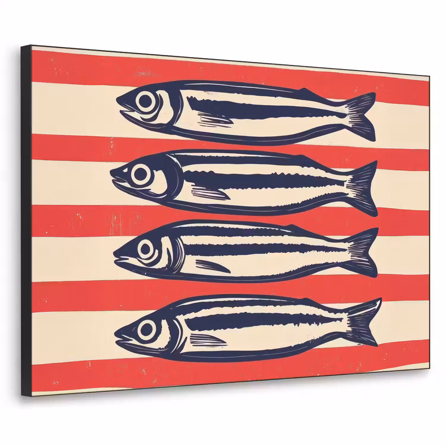 Sardines - Rood en beige strepen Textielframe - compleet frame klein -3d