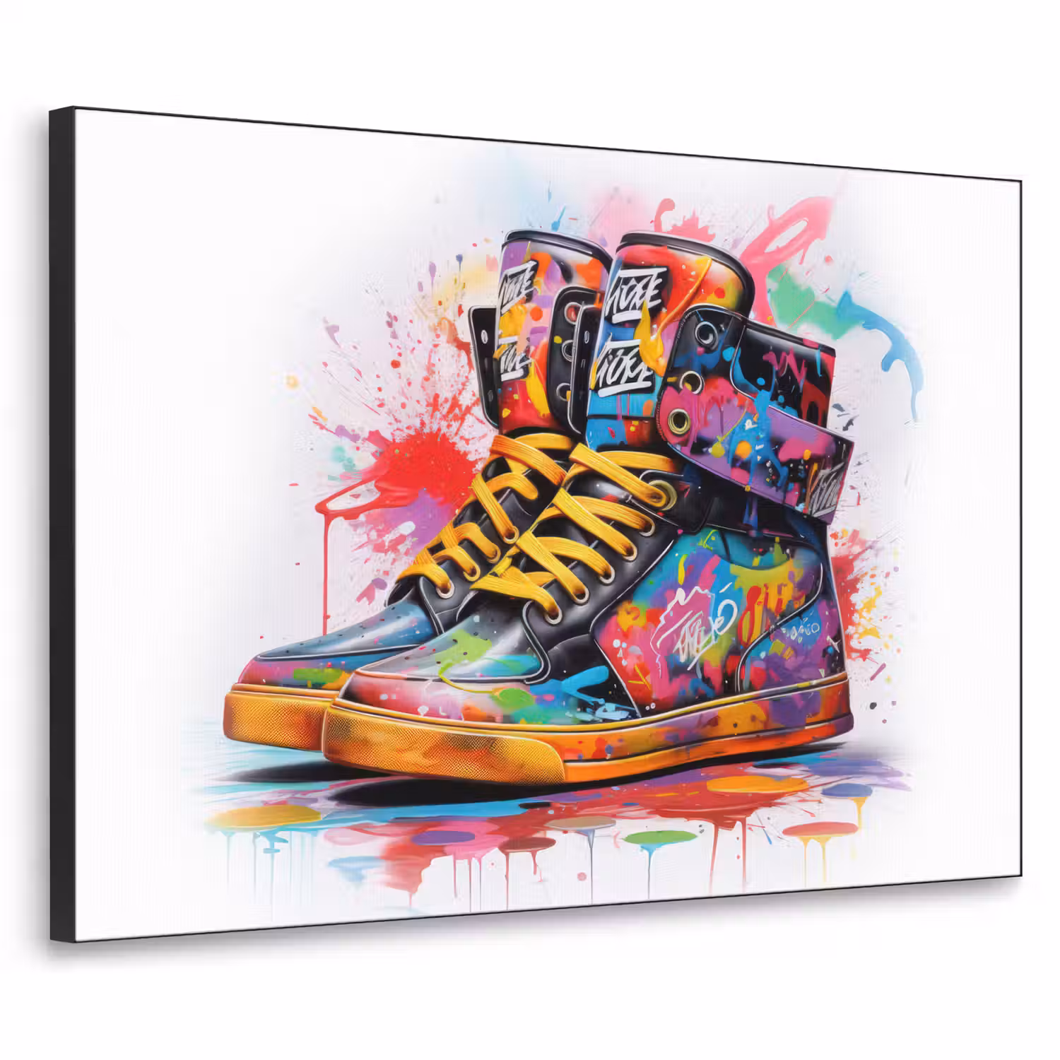 Schoenen - Graffiti - Wit - Kleuren Textielframe zwart klein -3d