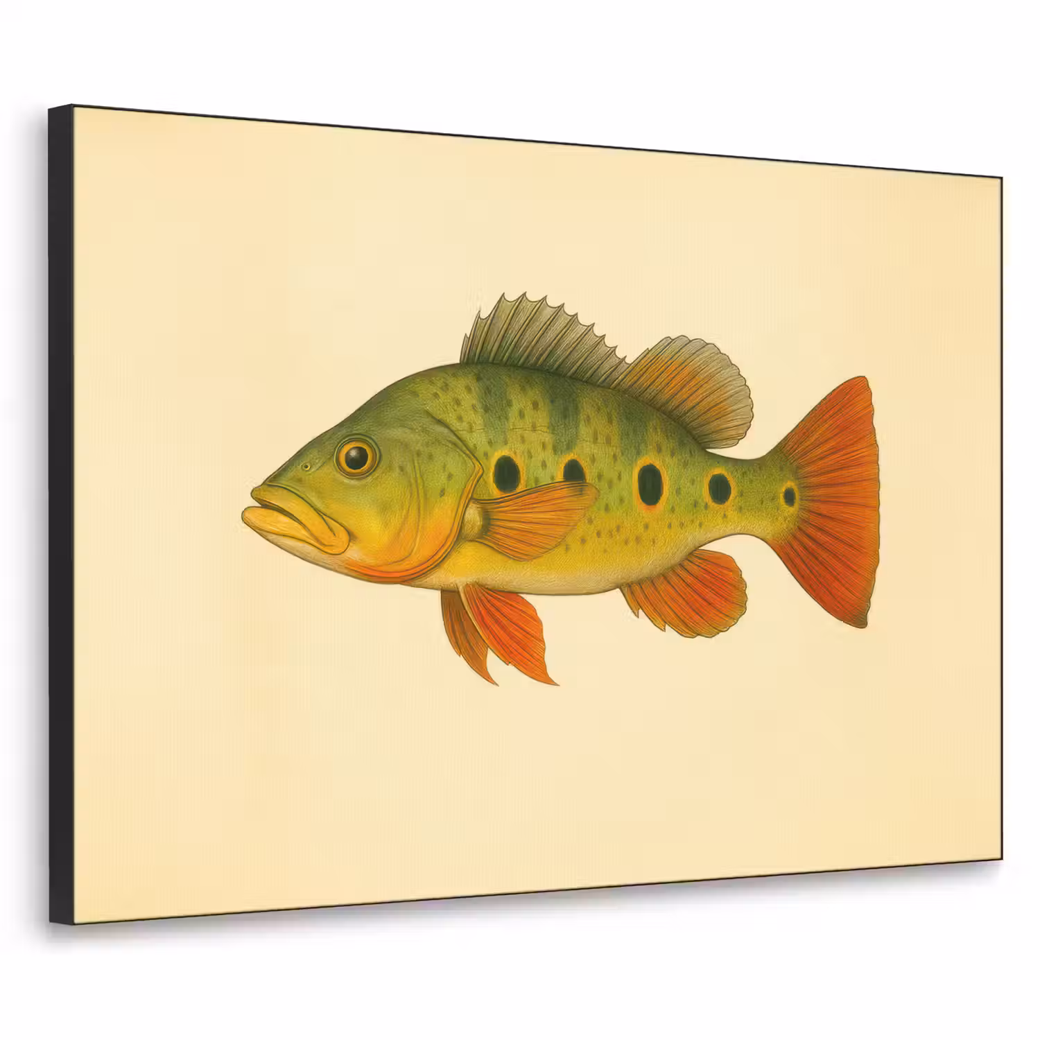 Schubben - Vis - Groen - Illustratie Textielframe - compleet frame klein -3d