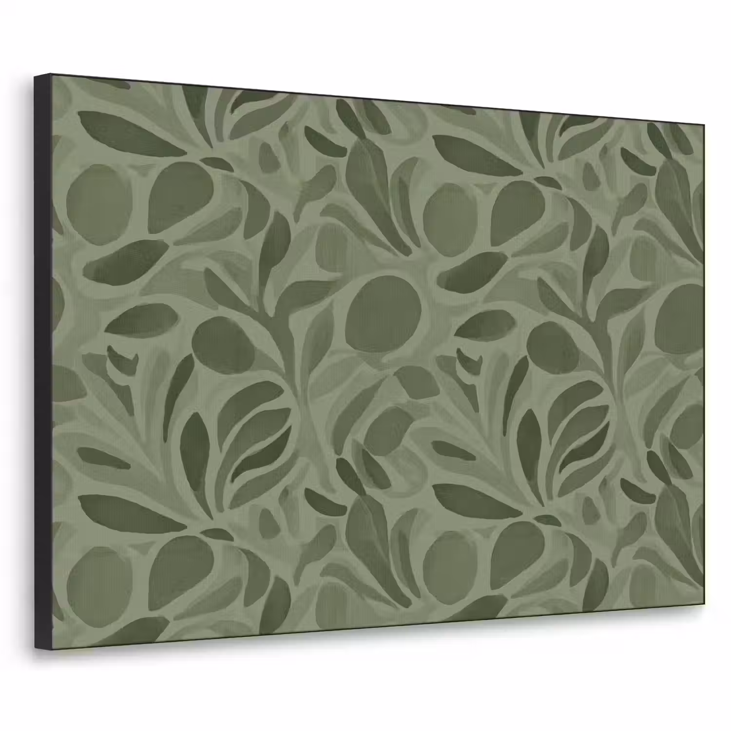 Sereen - Bladeren - Groen Textielframe zwart klein 947 -3d