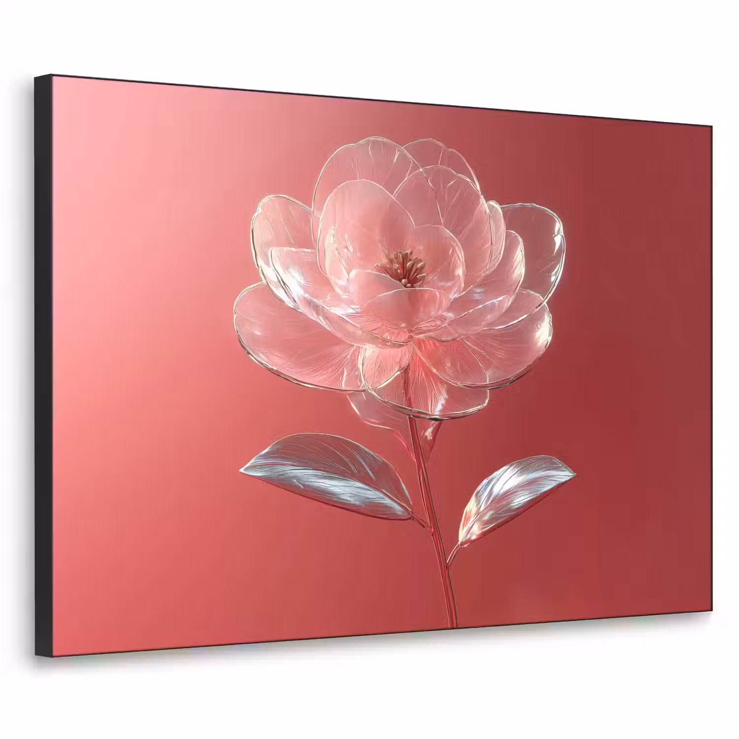 Sierlijk - Bloem - Roze - Glazen Textielframe - compleet frame klein -3d