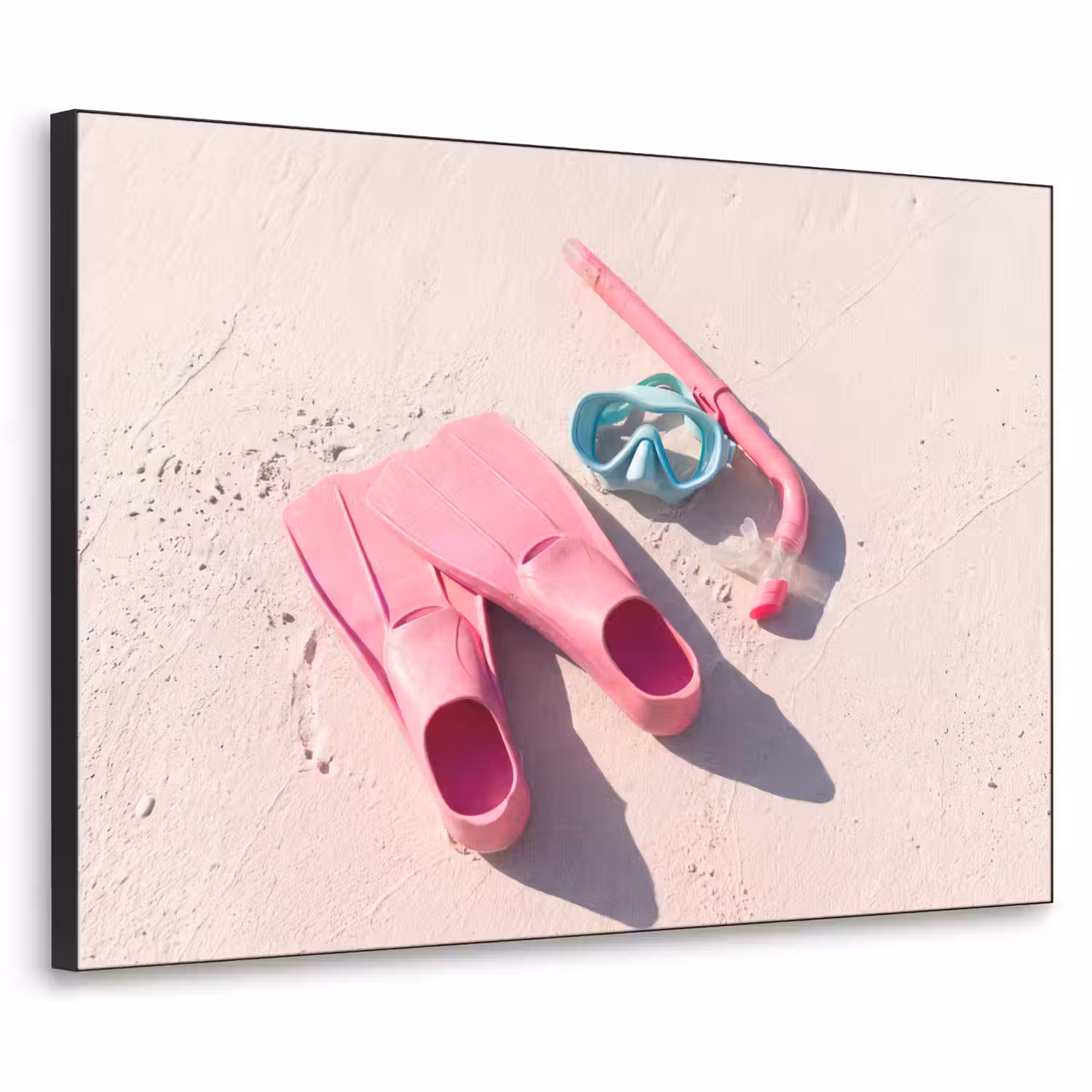 Snorkelset - Strand - Zomer - Roze Textielframe zwart klein -3d