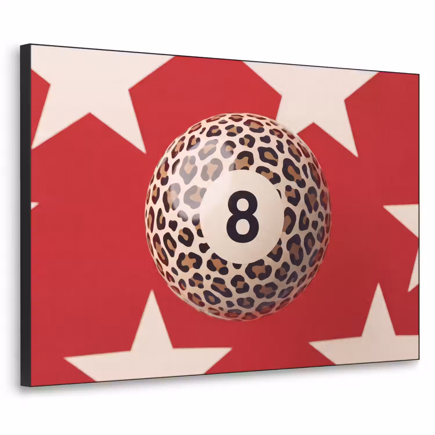 Spel - Dierenprint - Nummer 8 - Modern - Rood Textielframe zwart klein -3d