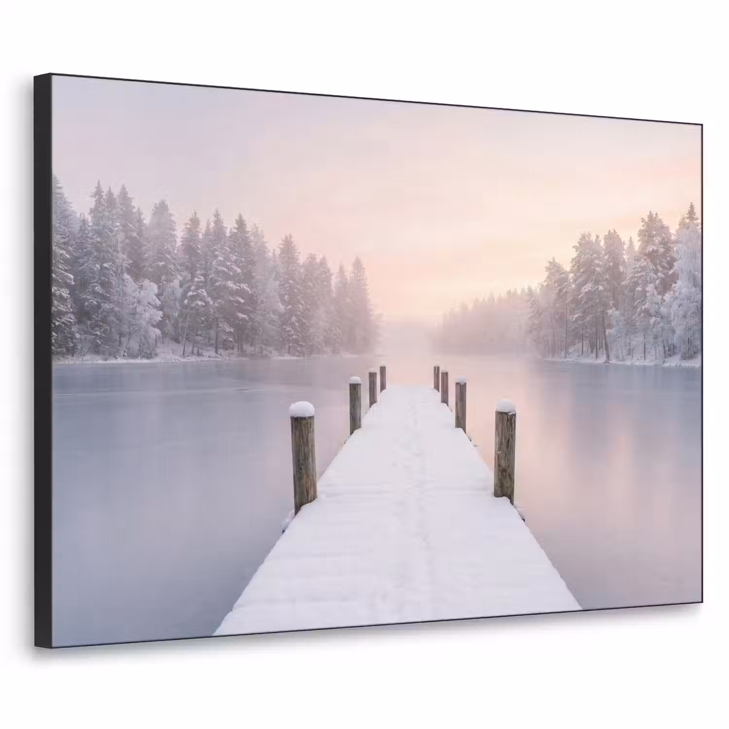 Steiger - Meer - Mist - Winter - Serene Textielframe zwart klein -3d