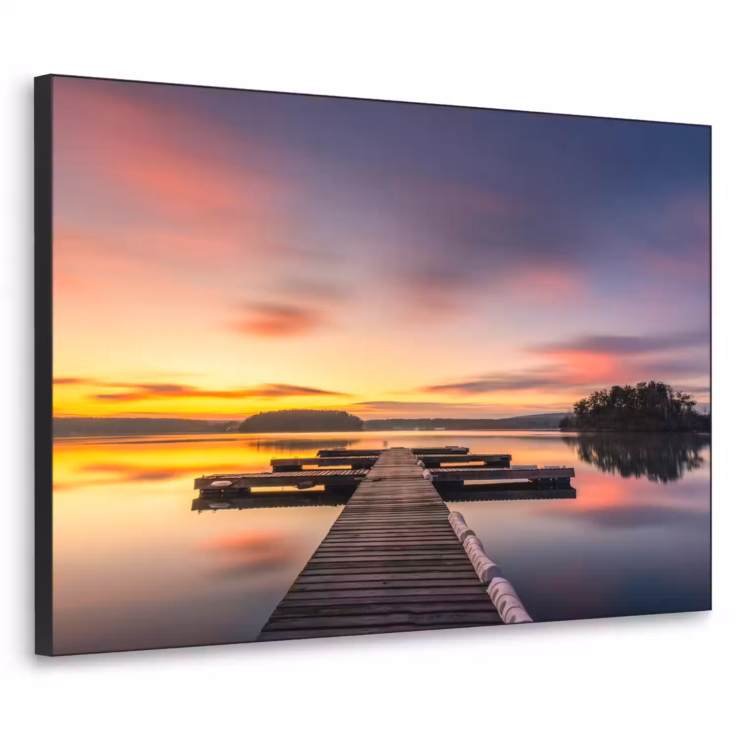 Steiger - Zonsondergang - Water - Zee - Reflectie Textielframe zwart klein -3d