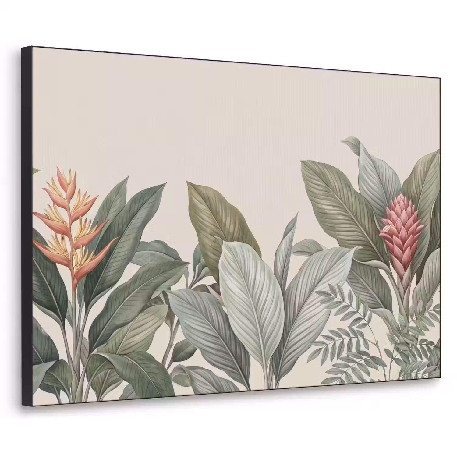 Tropisch - Planten - Modern - Groen Textielframe zwart klein -3d