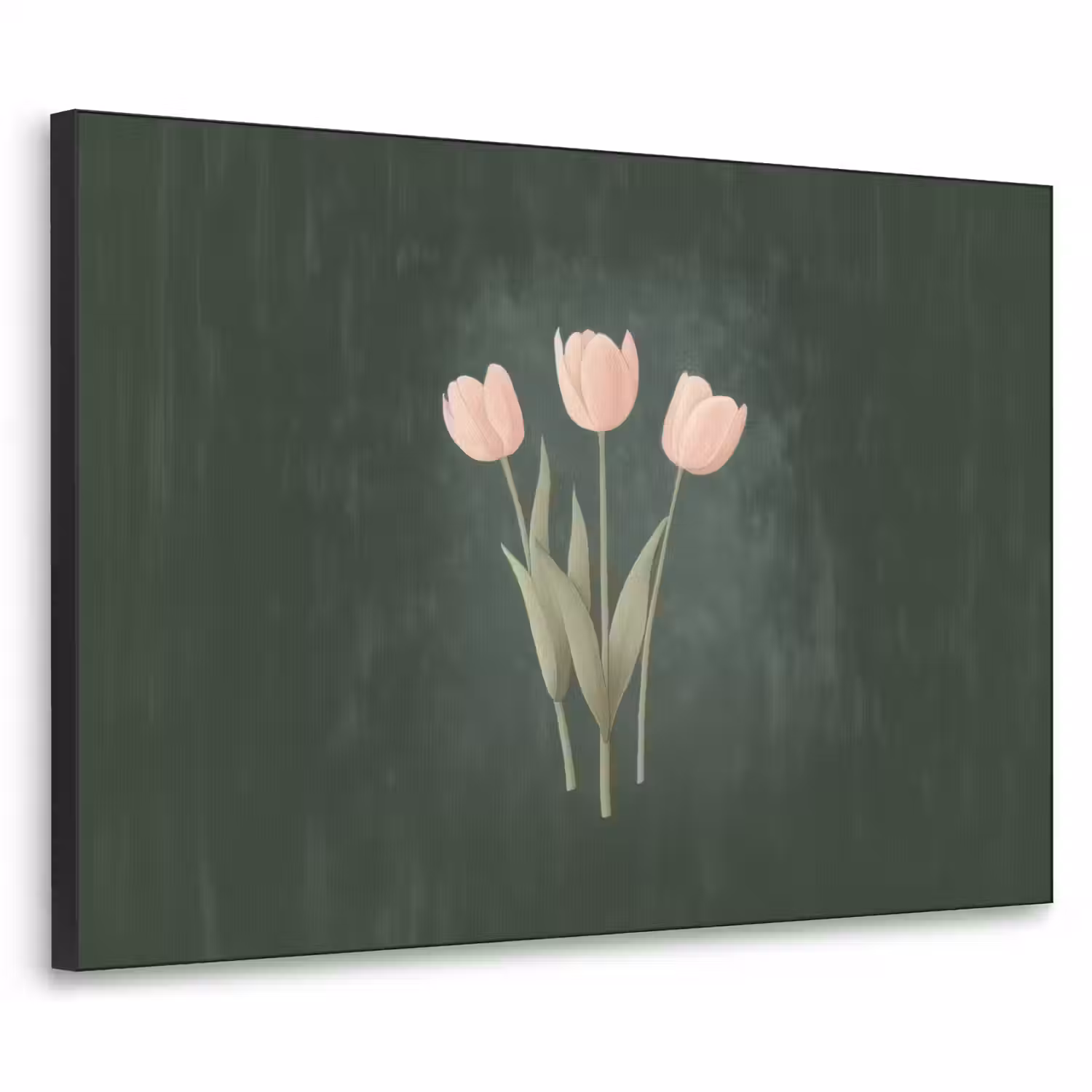 Tulpen - Liefde - Donkergroen Textielframe zwart klein -3d
