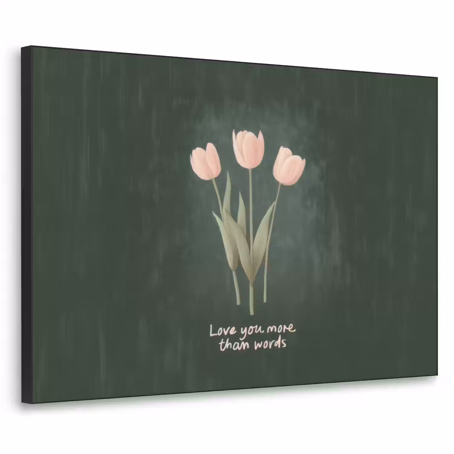 Tulpen - Roze - Tekst - Love Textielframe zwart klein -3d