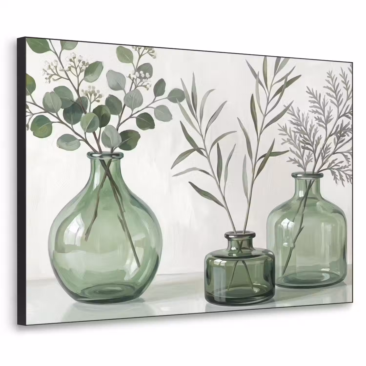 Vazen - Bladeren - Groen Textielframe zwart klein -3d