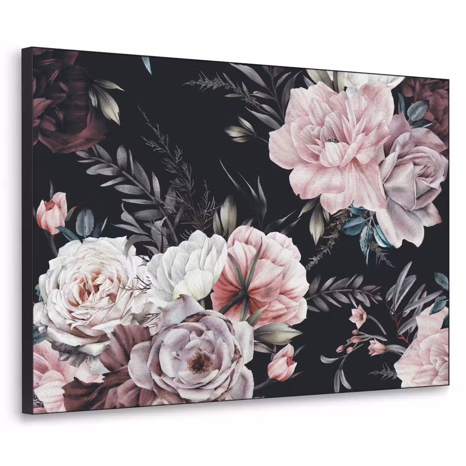 Vintage - Rozen - Romantisch - Bloemen Textielframe zwart klein -3d