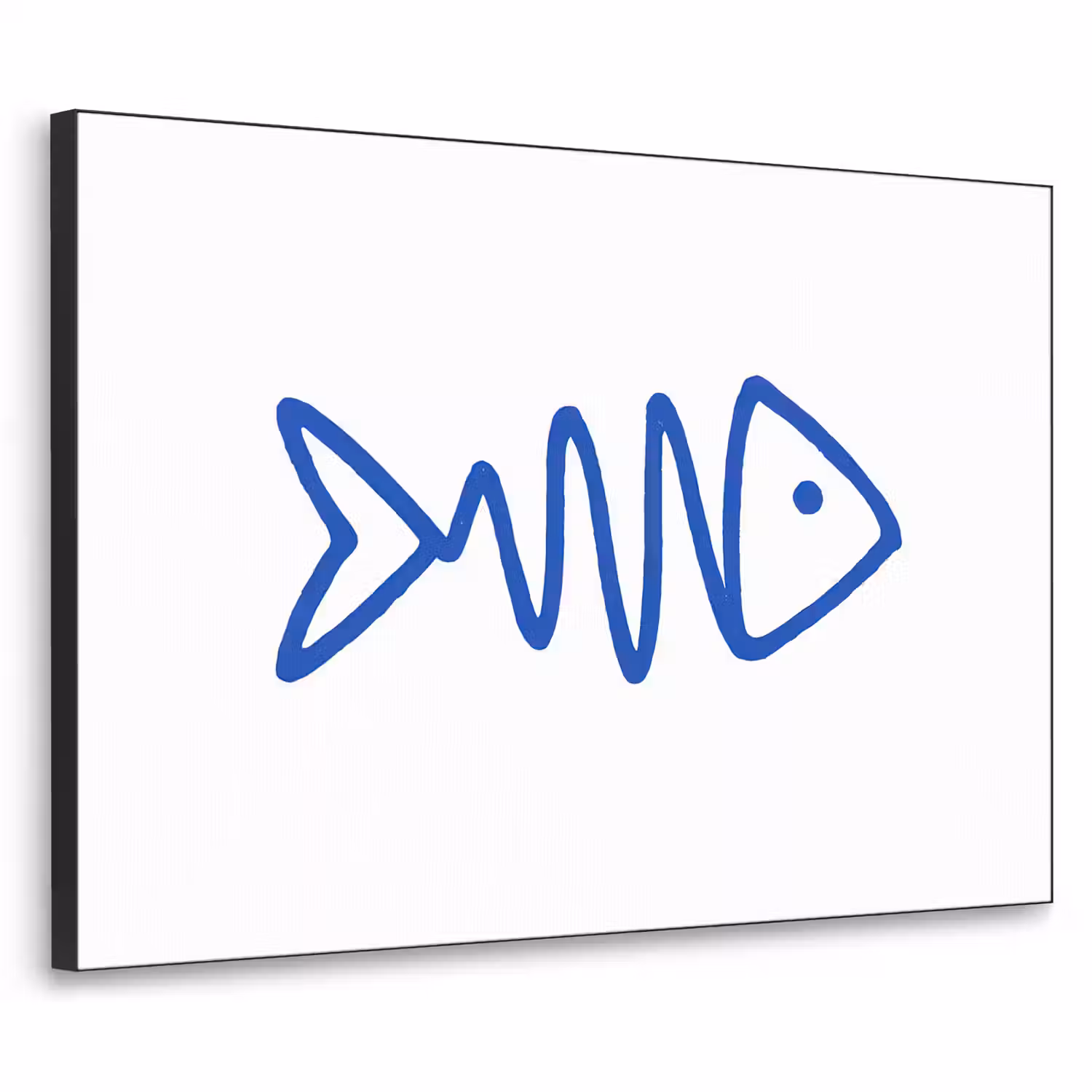 Vis - Minimalistisch - Blauw - Lijn Textielframe - compleet frame klein -3d