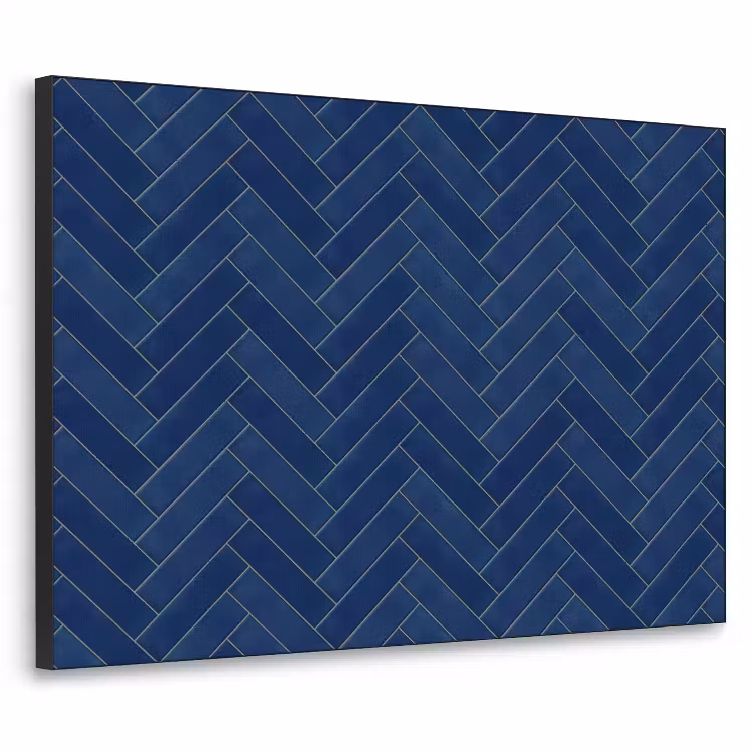 Visgraat - Wandtegel - Donkerblauw - Navy Blue Textielframe zwart klein 947 -3d