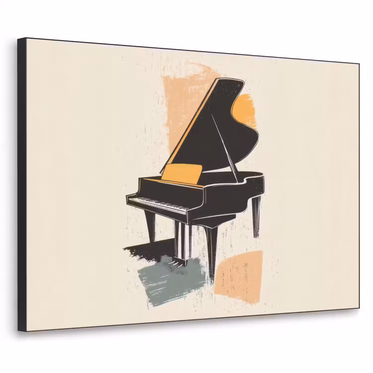 Vleugel - Zwart - Abstract - Illustratie Textielframe - compleet frame klein -3d