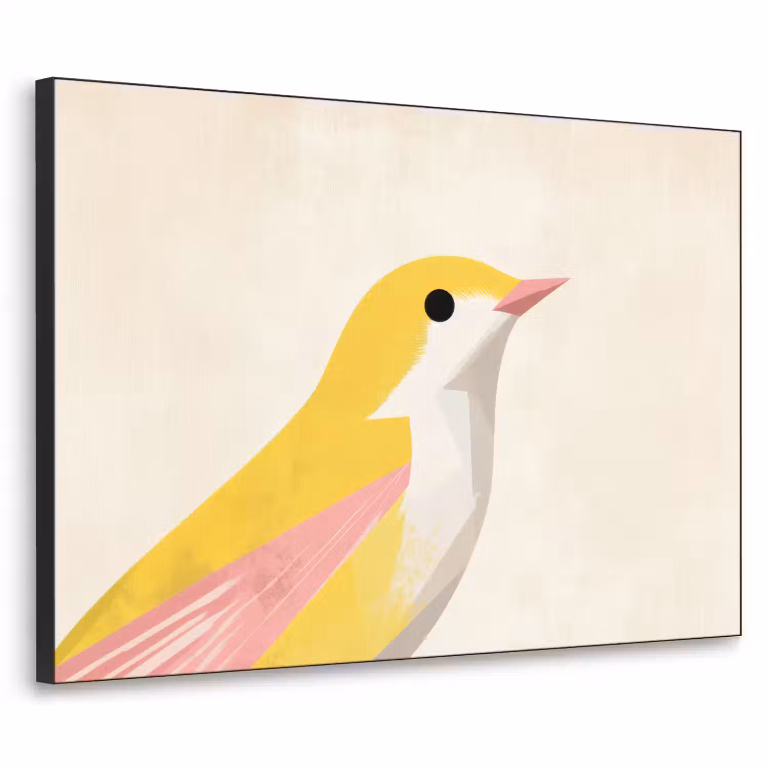 Vogel - Minimalistisch - Geel Textielframe - compleet frame klein -3d