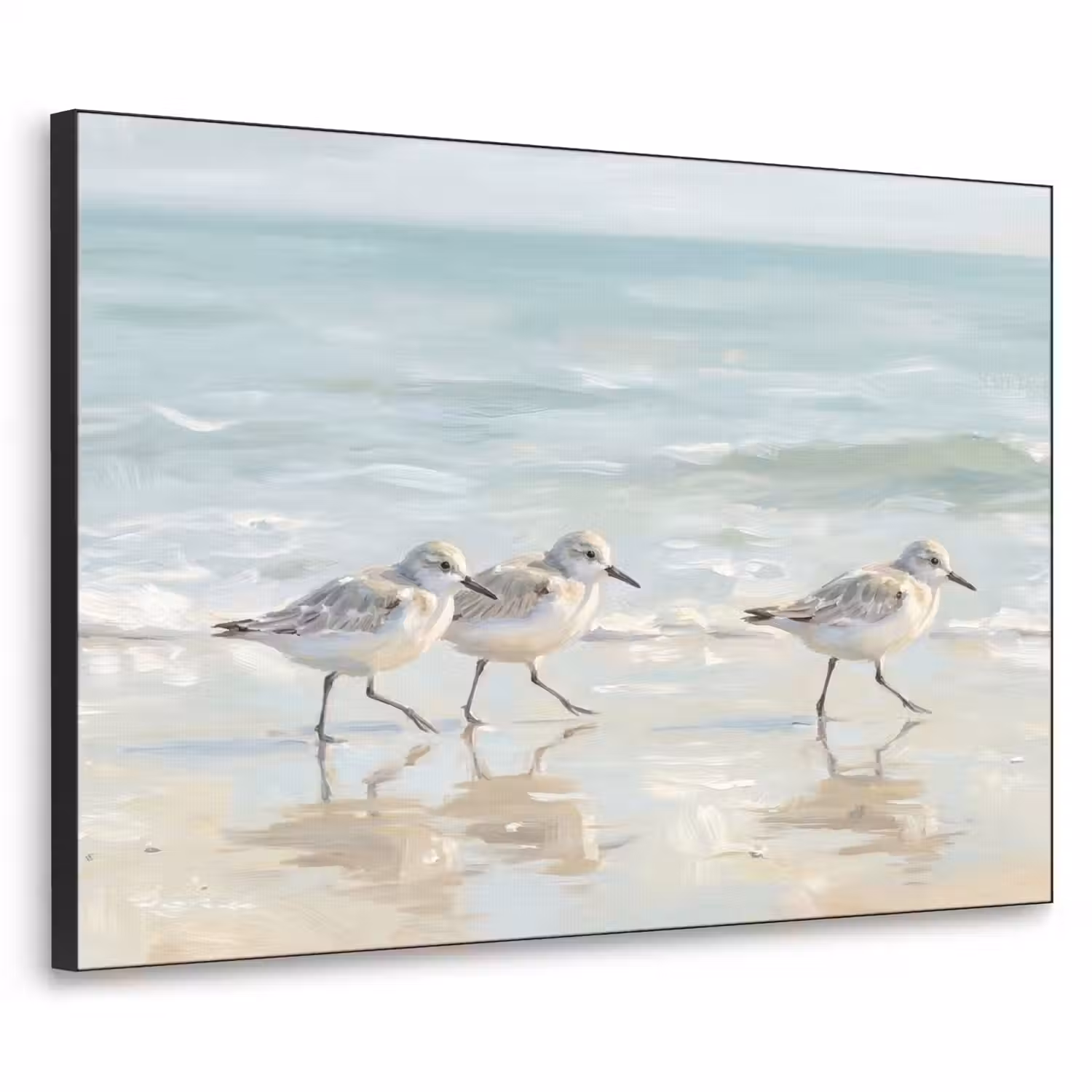 Vogels - Strand - Zee Textielframe zwart klein -3d