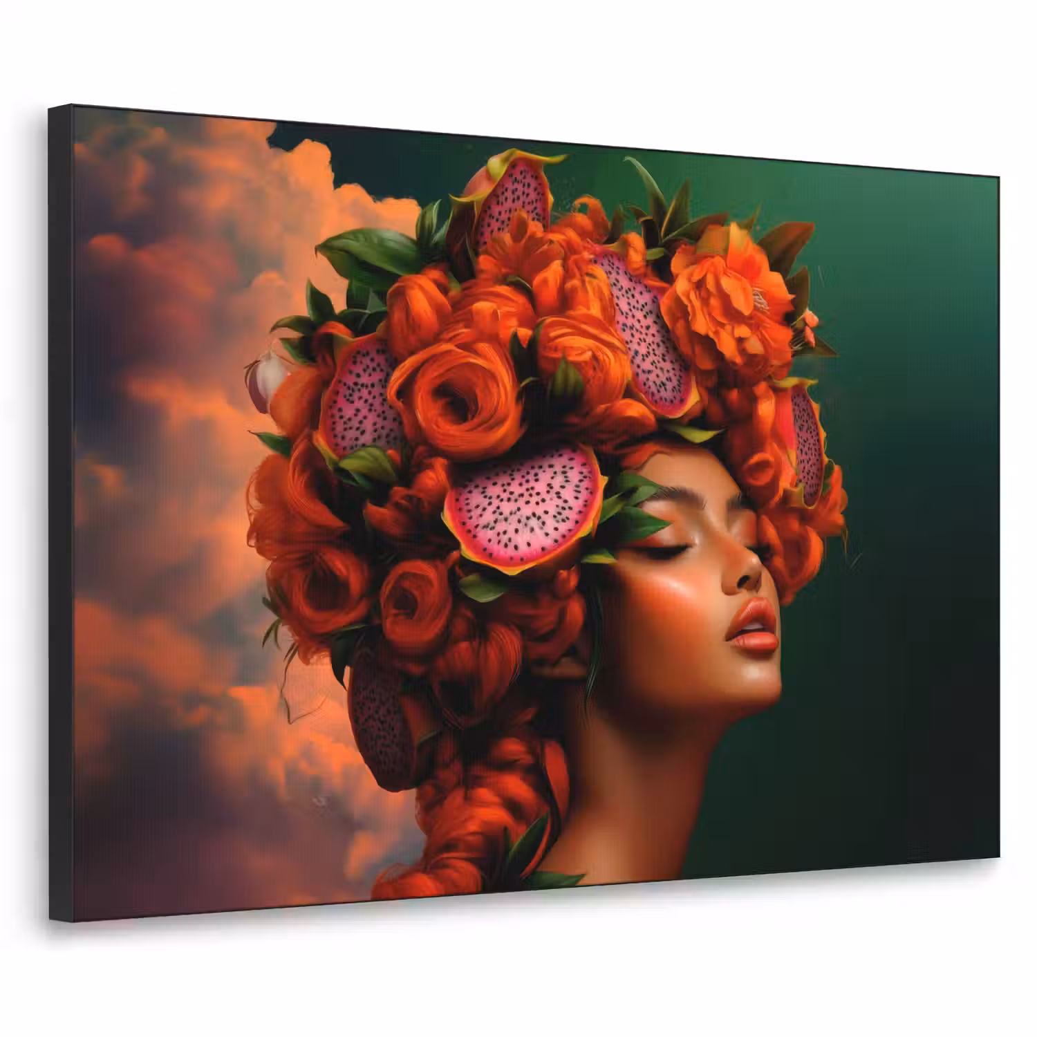Vrouw - Drankenfruit - Rozen Textielframe - compleet frame klein -3d