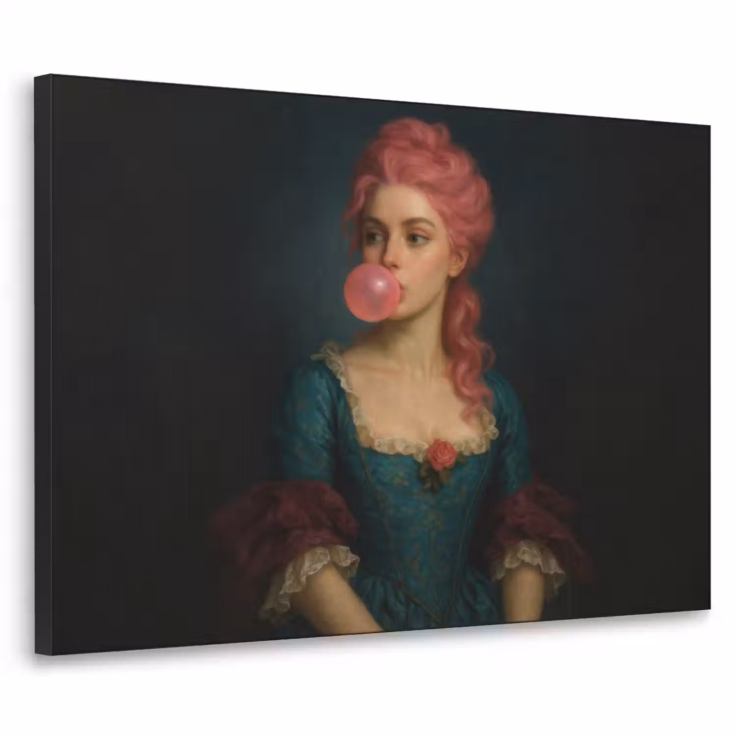 Vrouw - Portret - Kauwgombel Textielframe - compleet frame klein -3d