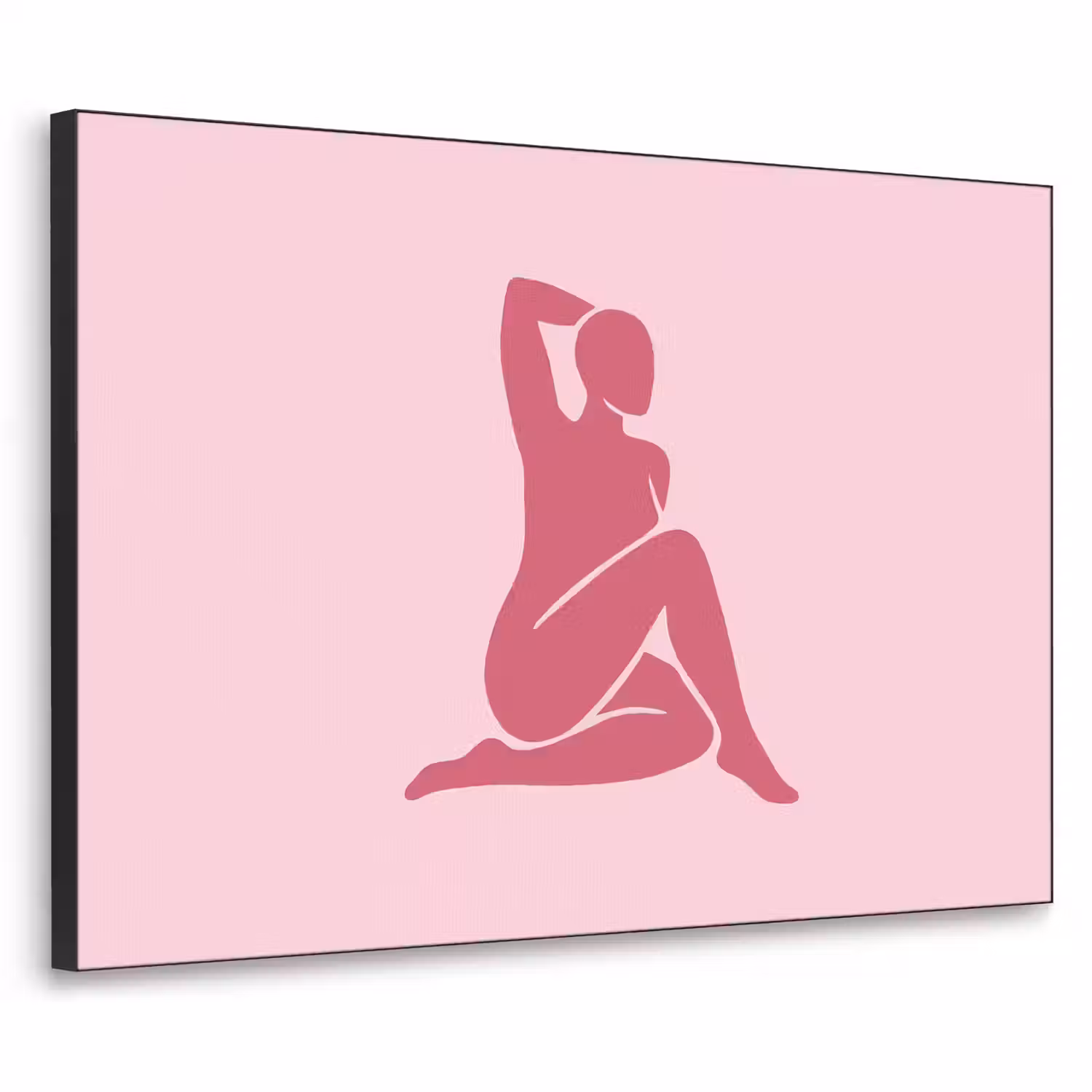 Vrouw - Silhouet - Abstract - Modern - Roze Textielframe zwart klein -3d