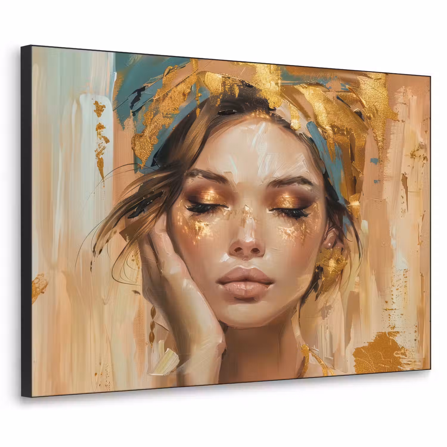 Vrouwen - Portret - Luxe - Goud Textielframe - compleet frame klein -3d