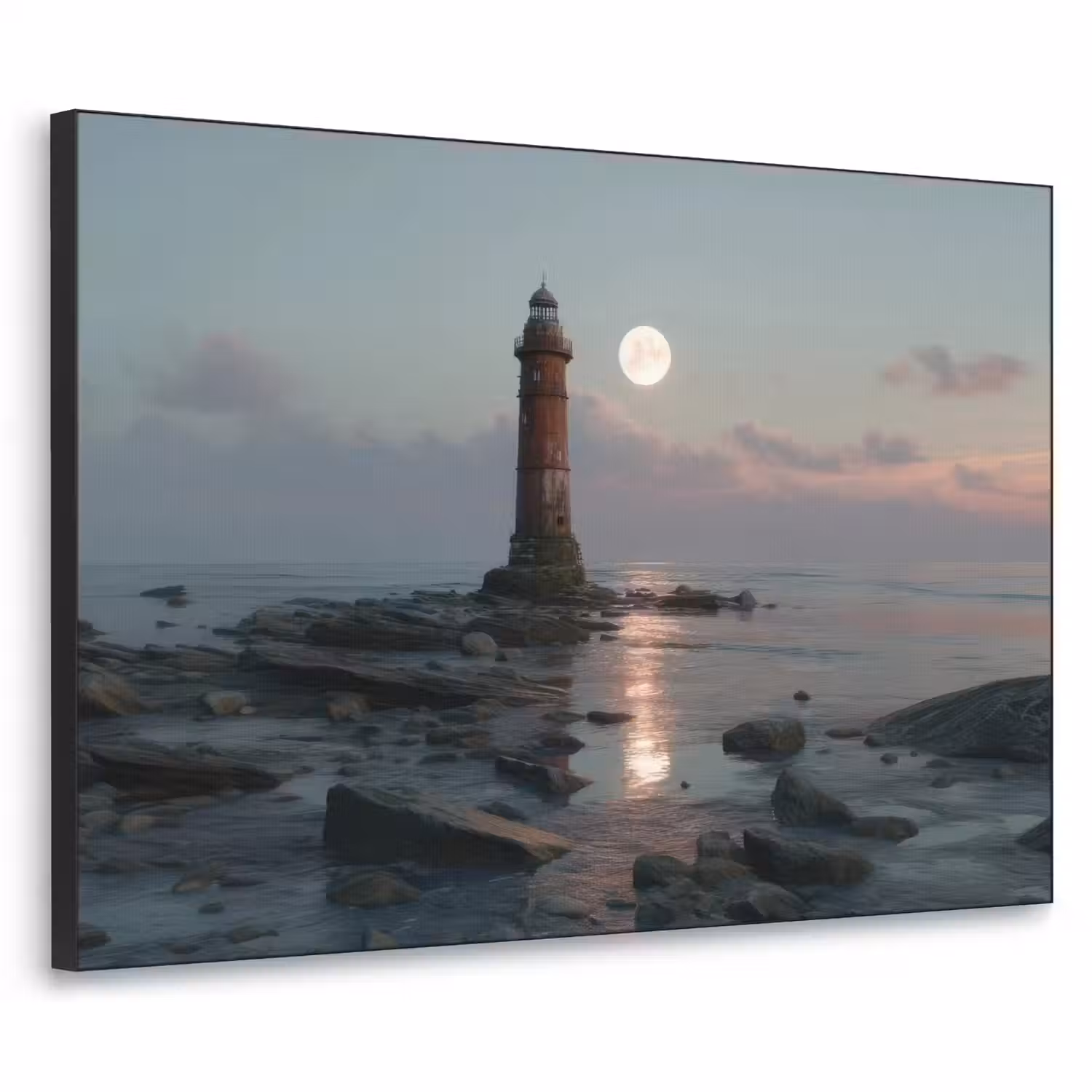 Vuurtoren - Stenen - Water - Maan Textielframe - compleet frame klein -3d