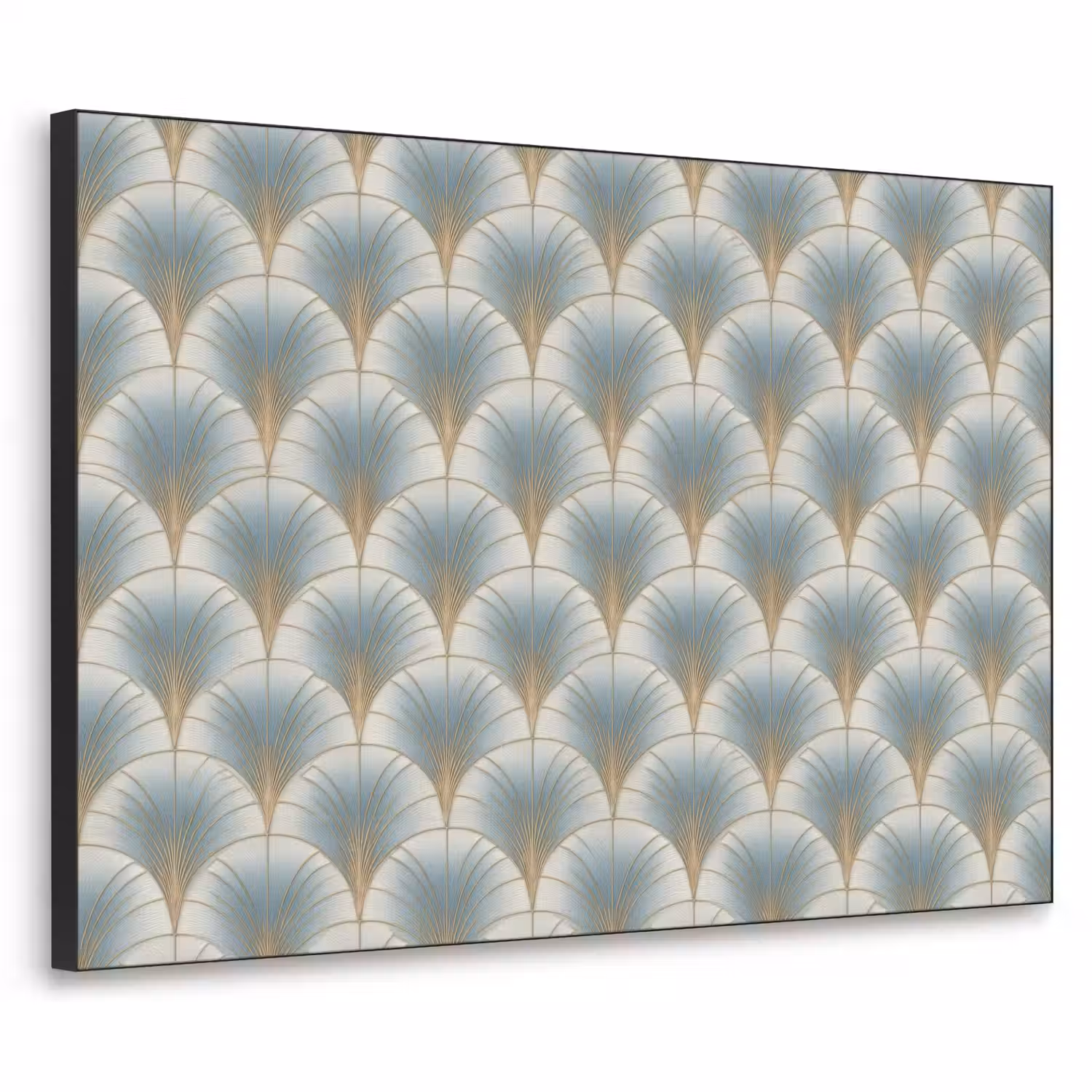 Waaier - Klassiek - Blauw Textielframe zwart klein 947 -3d