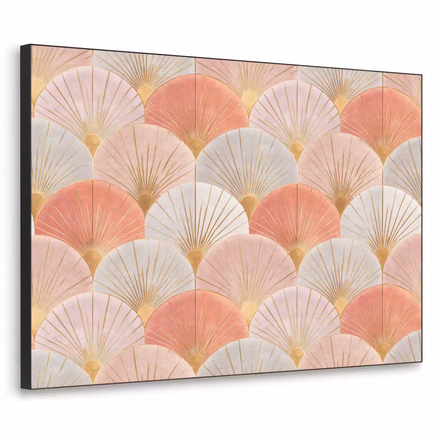 Waaiers - Goud - Roze Textielframe zwart klein 947 -3d