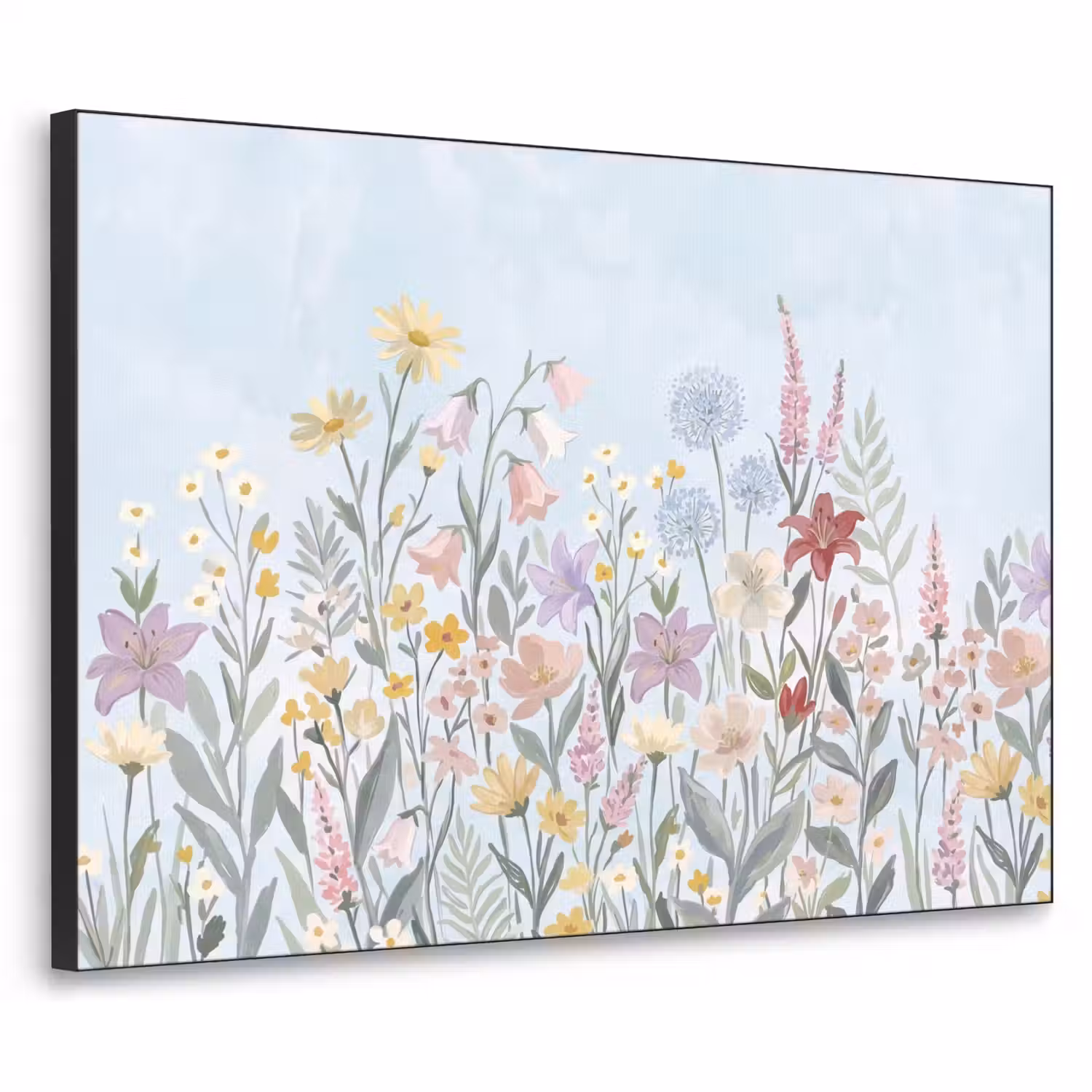 Weidebloemen - Illustratie - Kleurrijk Textielframe zwart klein -3d