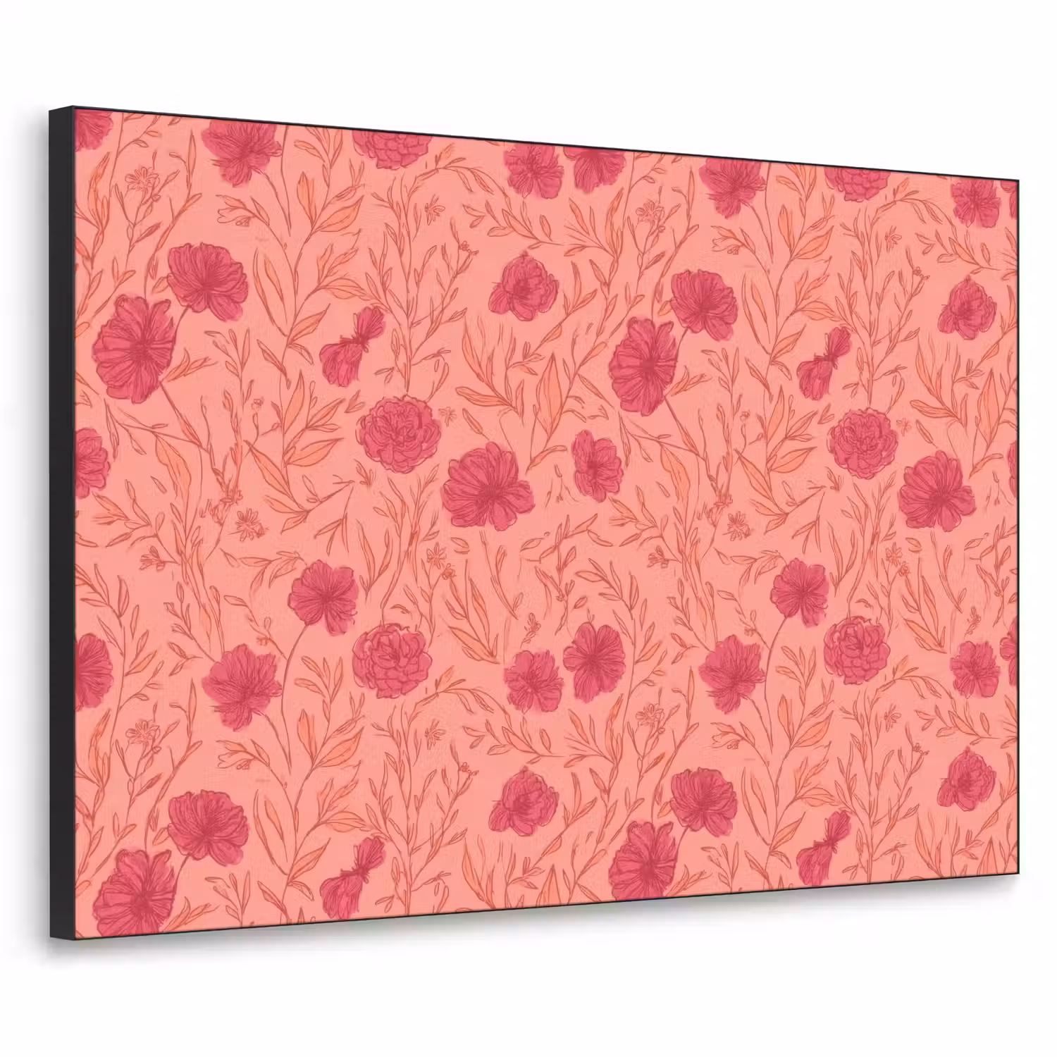Weidebloemen - Romantisch - Roze Textielframe zwart klein 947 -3d