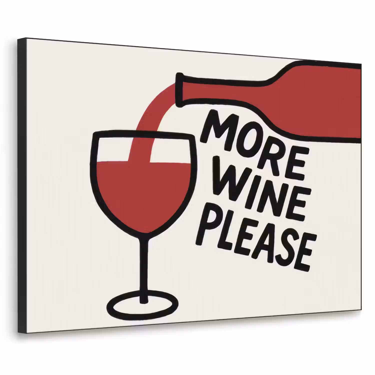 Wijnfles - Quote - Rood - Glas Textielframe - compleet frame klein -3d
